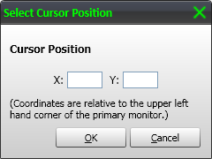 Set cursor position dialog